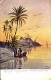 VINTAGE POSTCARD Evening one the Nile Egypt