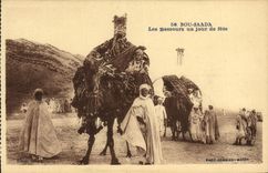 VINTAGE POSTCARD Bou saada Bassours one Feastday Camels