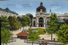 POSTAL Wiesbaden de la VENDIMIA la fuente caliente