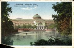 MIT Weiher de Wiesbaden Kurhaus de la POSTAL de la VENDIMIA