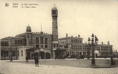VINTAGE POSTCARD Ghent Train station Saint Pierre