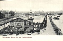 CPA Gruss Aus Mainz Von Der Eisenbahnbrucke