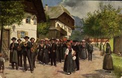 CPA Folklore Hotel lowen National Lomis Nassoy Triberg Folklore Cuivres Trompette Tube