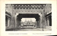 Fan-in de la POSTAL de la VENDIMIA a la corte de la exposición británica libre Londres 1908 del progreso