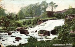 VINTAGE POSTCARD Rivelin Waterfall Sheffietd