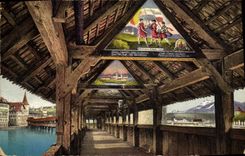 VINTAGE POSTCARD Luzern Kapellbrucke
