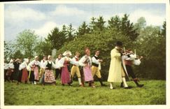 VINTAGE POSTCARD Skansen Stockholm Skansens Folklore Violin Sweden Music