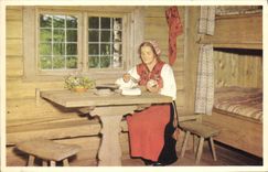 VINTAGE POSTCARD Dalarna Langbersgardens Fabodvall Tallberg Folklore