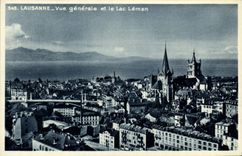 VINTAGE POSTCARD Lausanne View And the Lake Leman