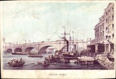 Barcos del puente de Londres de la POSTAL de la VENDIMIA
