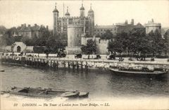 POSTAL Londres de la VENDIMIA la torre de Londres del puente de la torre