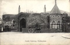 VINTAGE POSTCARD Castle Gateway Nottingham Coach Horse