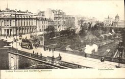 VINTAGE POSTCARD Union Terrace and gardens Aberdeen Train