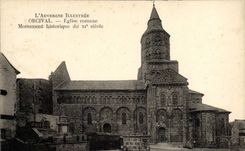 VINTAGE POSTCARD Illustrated Auvergne Orcival Romance Church Historic building