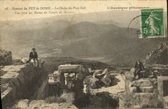 VINTAGE POSTCARD Picturesque Auvergne Summit Of Puy De Dome the Chain Of Southern Puys Seen from of the ruins of the Mercury temple