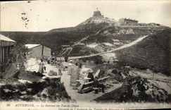 VINTAGE POSTCARD Auvergne the top Of Puy De Dome Terrace Of the Inn Of the Mercury Temple and the observatory