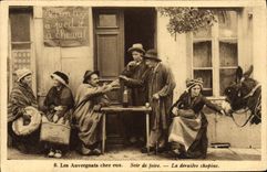 VINTAGE POSTCARD Auvergnats On their premises Evening Of Fair the Last Bottle of wine Folklore Ass