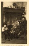VINTAGE POSTCARD Auvergnats On their premises Buckwheat Fritters Folklore
