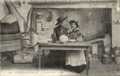 VINTAGE POSTCARD Standard of Auvergne Foklore Honeymoon