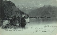 VINTAGE POSTCARD Castle of Chillon Chart 1898