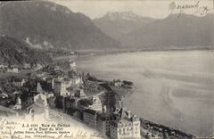 VINTAGE POSTCARD Bay of Chillon and dent du midi