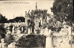 Jardín de Carthage de la POSTAL de la VENDIMIA del museo de Lavigerie