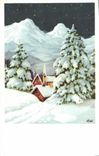 VINTAGE POSTCARD Fantasy Village under snow
