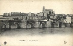 VINTAGE POSTCARD Limoges Bridge St Etienne