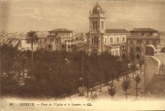 VINTAGE POSTCARD Bizerte Places Church And the Public garden