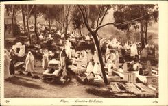 Mujeres del EL Kettar de Argel Cimeliere de la POSTAL de la VENDIMIA