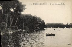 CPA Enghien Les Bains Un Coin Pittoresque Du Lac