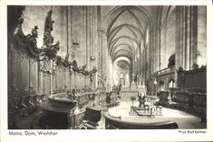 VINTAGE POSTCARD Mainz Dom Westchor