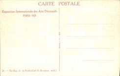 Exposición internacional de la POSTAL de la VENDIMIA de la casa decorativa de París 1925 de los artes de Suecia