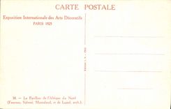 Exposición internacional de la POSTAL de la VENDIMIA de los artes decorativos París la casa de la África del Norte