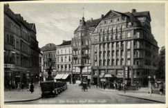 VINTAGE POSTCARD Saarbrucken Ecke Reichs has Fletolf Hitler Strasse Hotel Excelsior
