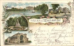 VINTAGE POSTCARD Gruss Aus Karlsruhe Chart 1897