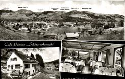 VINTAGE POSTCARD Coffee Pension Schone Aussicht Untermunstertal