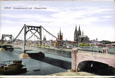 VINTAGE POSTCARD Koln Gesamtansicht MIT Hungebrucke