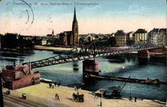 VINTAGE POSTCARD Frankfurt HAS Mr. Neue Eiserner Steg U Dreikonigskirche