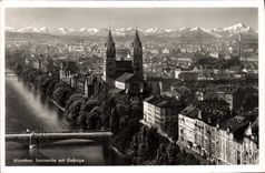 CPA Munchen Isarpartie Mit Gebirge