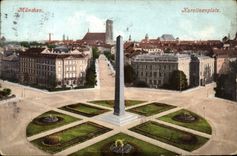 VINTAGE POSTCARD Munchen Karolinenplatz