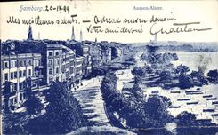 VINTAGE POSTCARD Hamburg Aussen Alster