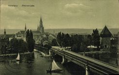 VINTAGE POSTCARD Konstanz Rheinbrucke