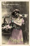 VINTAGE POSTCARD Fantasy Woman Happy Dove Birthday