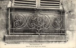 VINTAGE POSTCARD Paris d' Autrefois street Lhomond Balcony out of Wrought iron With Inititale