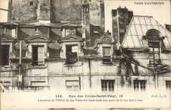 VINTAGE POSTCARD Paris Street of the Lions Saint Paul Attic windows of the hotel of Vieuville seen in a court of the street of the lions