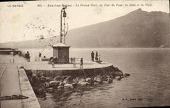 CPA Aix Les Bains Le grand Port ou Port de Puer la jetee et la Vigie 