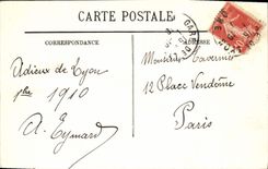 Cortes de ley de Lyon de la POSTAL de la VENDIMIA la cuesta de Fourviere y la torre de Fourviere