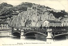POSTAL Grenoble de la VENDIMIA el puente de la explanada y de las fortalezas