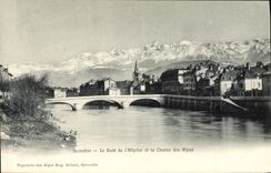 CPA Grenoble Le Pont de L'Hopital et la Chaine des Alpes